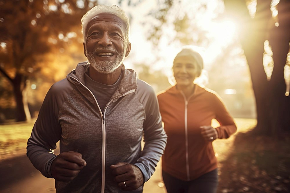 What is Healthy Aging? Senior man and woman running