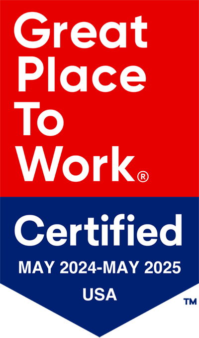 Great Place To Work Logo. Certified May 2024 - May 2025 USA