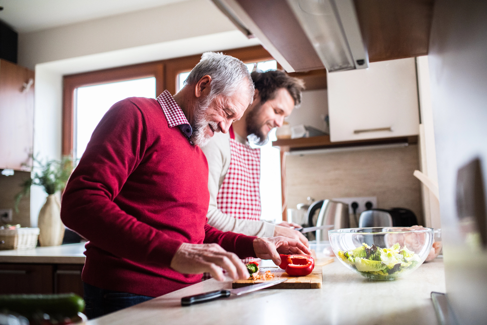 Cooking and eating at home can be helpful when budgeting for seniors.